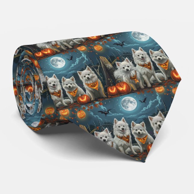 Gravata American Eskimo Halloween Spooky (Rolled)