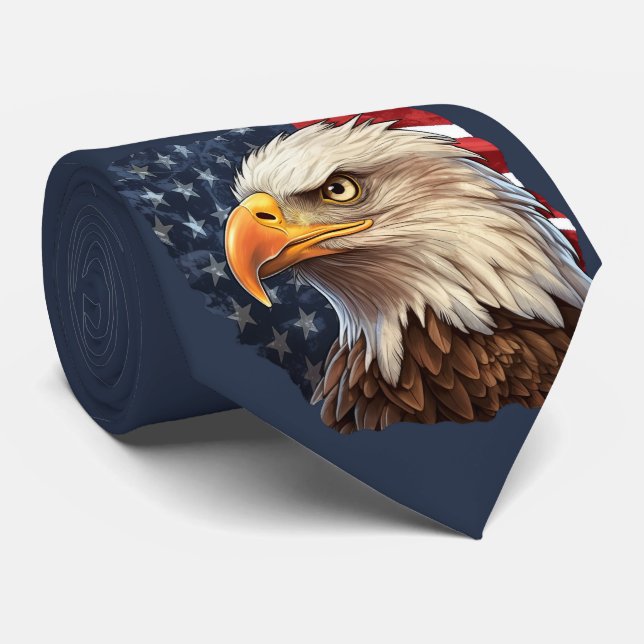 Gravata American Flag Bald Eagle (Rolled)
