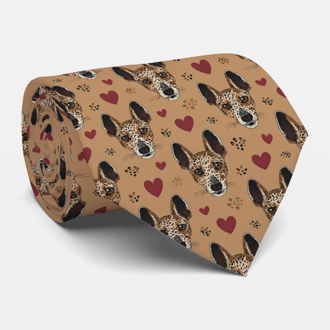 Gravata American Leopard Hound Valentine Hearts Pattern (Rolled)
