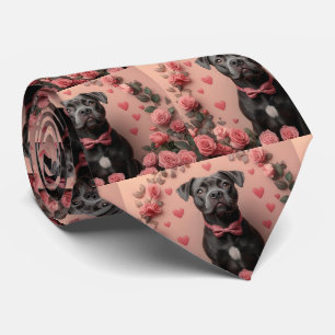 Gravata American Staffordshire com Rosas -Dia dos Namorado