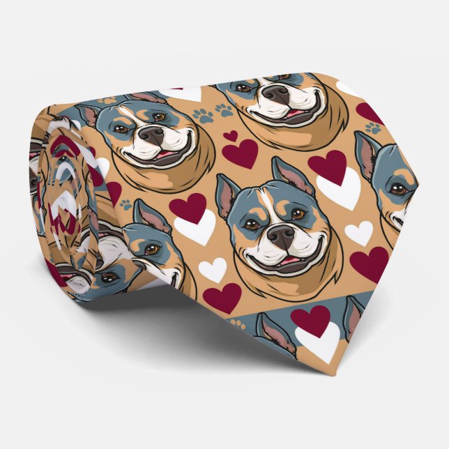 Gravata American Staffordshire Terrier Valentine Hearts (Rolled)