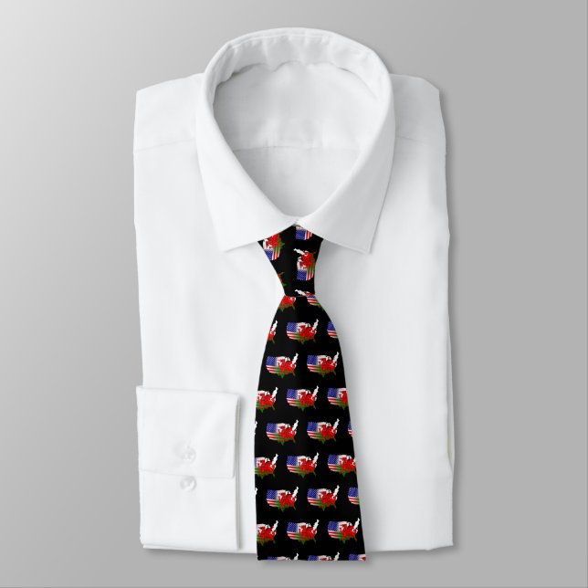 Gravata American Welsh Flags Map Tie (Amarrado)