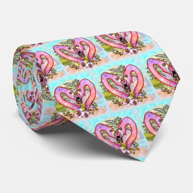 Gravata Amor de Flamingo  (Rolled)