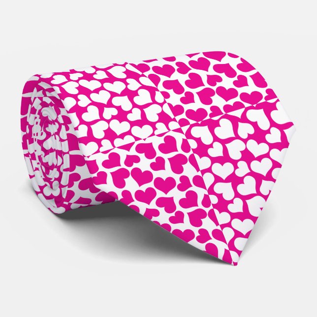 Gravata Amor verificado em magenta e branco (Rolled)