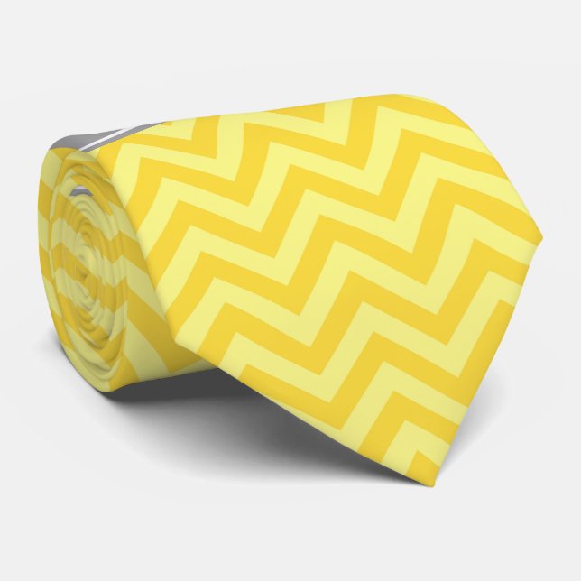 Gravata Ananás Lt Amarelo LG Chevron Nome da DGray Monogra (Rolled)