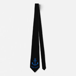 Gravata Anchor Blue Personalizou o nome do seu barco preto
