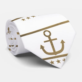 Gravata âncora dourada sobre fundo branco