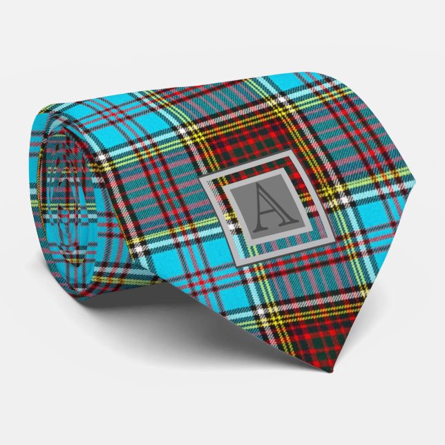 Gravata ANDERSON TARTAN Monograma - Letra A (Rolled)