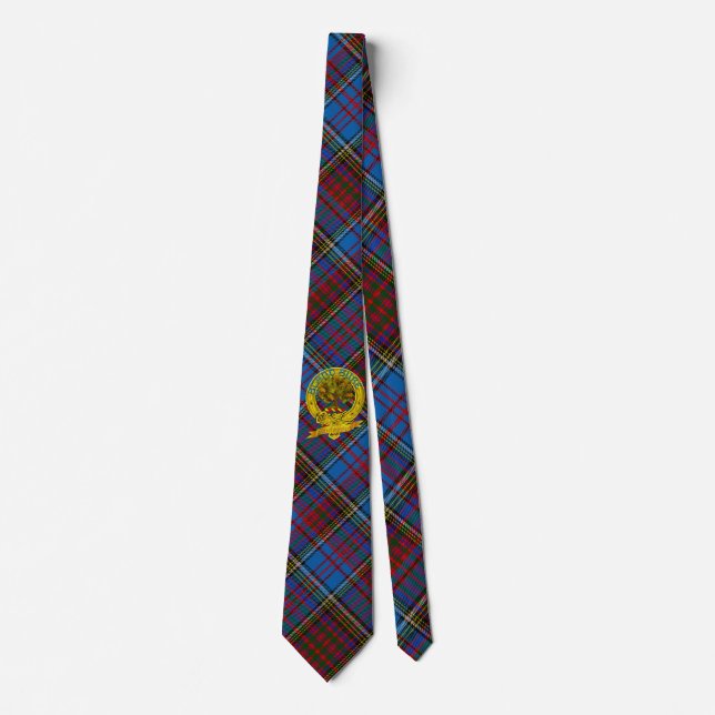 Gravata Anderson Tartan Tie com Clan Motto e Emblem (Frente)