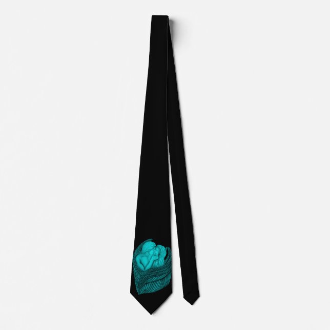 Gravata Angels Kissing, Design preto e verde (Frente)