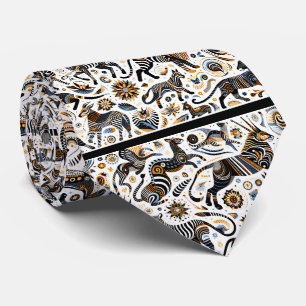 Gravata Animais Africanos Impressão Boho