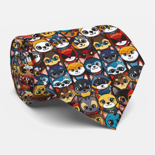 Gravata Anime Kawaii Chibi Gatos Super-Heróis Fofos