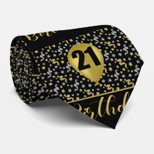Gravata aniversário de 21 anos Dourado a preto com Confett