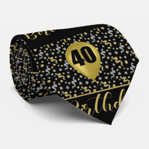 Gravata aniversário de 40 anos Dourado a preto com Confett
