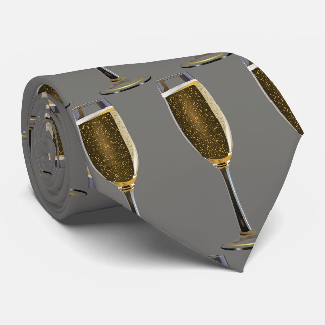 Gravata Ano Novo Celebrar Cinza do Partido Champagne (Rolled)