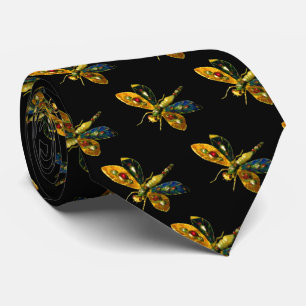 GRAVATA ANTIGO JEWEL DE DRAGONFLY DOURADO COM GEMSTONAS