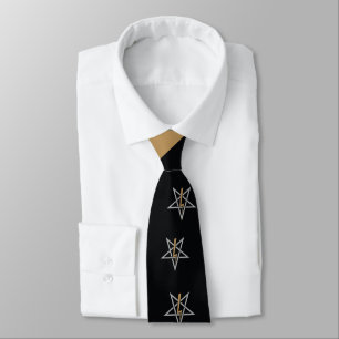 Gravata Anton LaVey Sigil Abstrato Wave Neck Tie {Dourado}