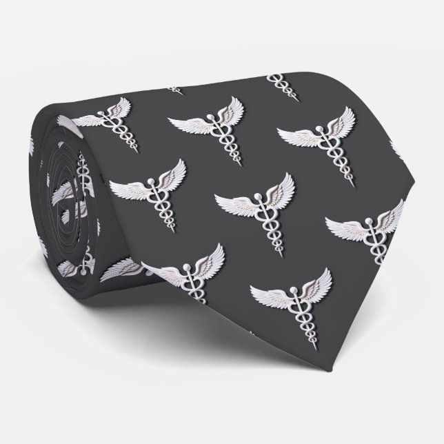 Gravata Antracite Médica de Cadubo Branco Limpo (Rolled)