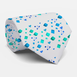 Gravata Aqua Blue Cubos e Corações