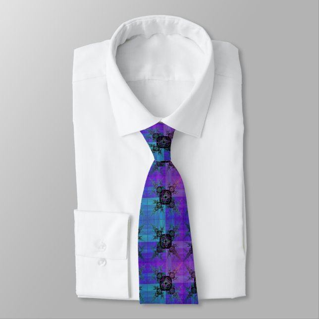 Gravata Aqua e Lilac Fractal Joy Tie (Amarrado)
