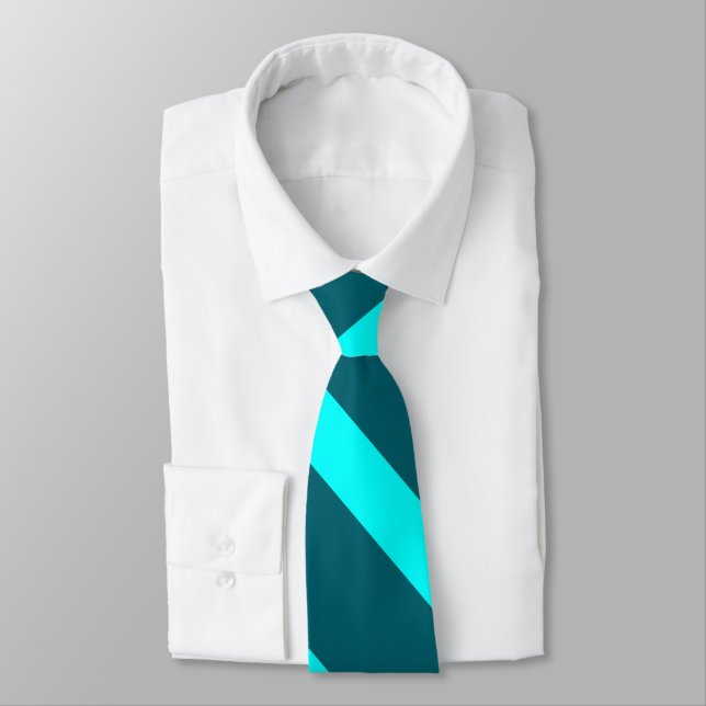 Gravata Aqua e Teal Broad University Stripe Tie (Amarrado)