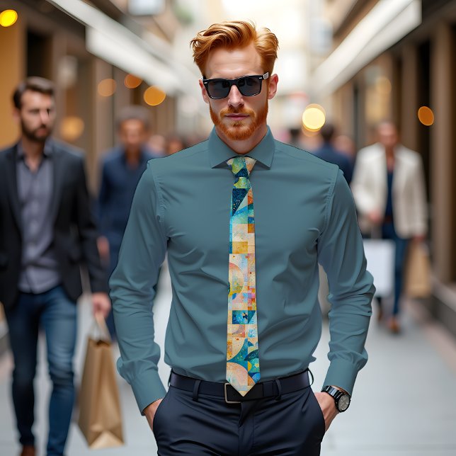 Gravata Aqua Flow Abstrato Art Tie (Criador carregado)