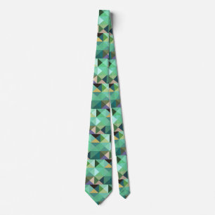 Gravata Aqua Green Pixel Geométrico Abstrato Art Tie