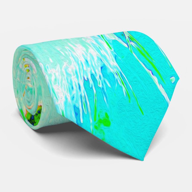 Gravata Aqua Psicedélico e Milkweed Verde limão (Rolled)