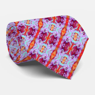 Gravata Aqua tropical abstrato e flor de hibisco roxa