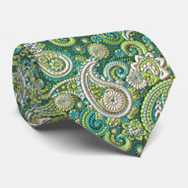 Gravata Aqua Turquesa Verde Lima Estampa Floral Paisley