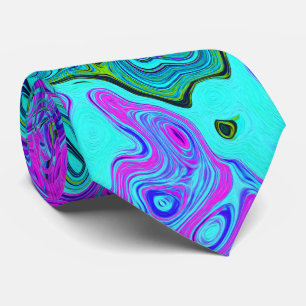 Gravata Aquamarine e Magenta Redemoinho Líquido Retro Lega