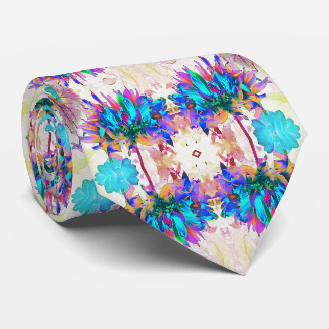 Gravata Aquarela Atormentada Rainbow Cactus Dahlia (Rolled)