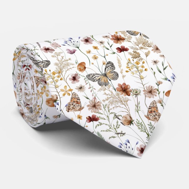 Gravata Aquarela Boho Floral (Rolled)