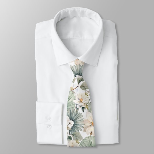 Gravata Aquarela Floral Botânica (Amarrado)