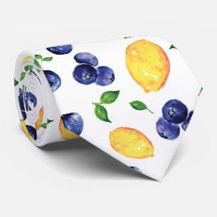 Gravata Aquarela Fruta Citrino Mirtilo Limão