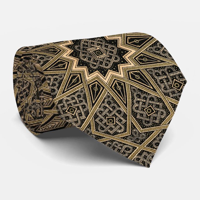 Gravata Arabian Intricate Retro Golden Brown Pattern (Rolled)