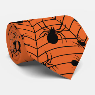 Gravata Aranha laranja preta teia de aranha padrão de Hall