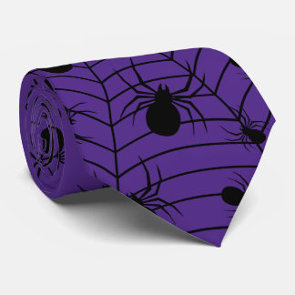 Gravata Aranha Roxo Preto teia de aranha padrão de Hallowe
