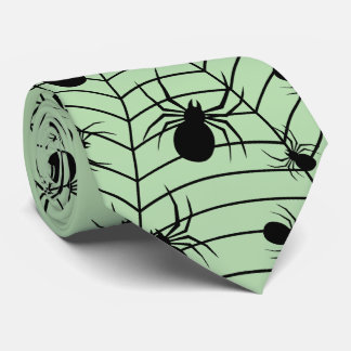 Gravata Aranha Verde Preto teia de aranha padrão de Hallow