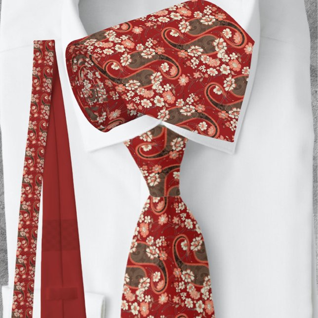 Gravata Archduke Red & Brown Paisley NeckTie (Criador carregado)