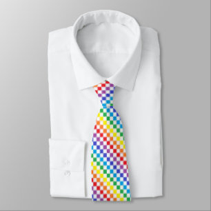 Gravata Arco-íris Checkered alinhado e branco
