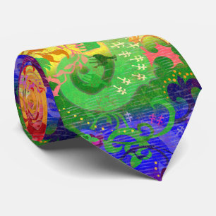 Gravata Arco-Íris Dragão Damask - Orgulho gay Flag Color