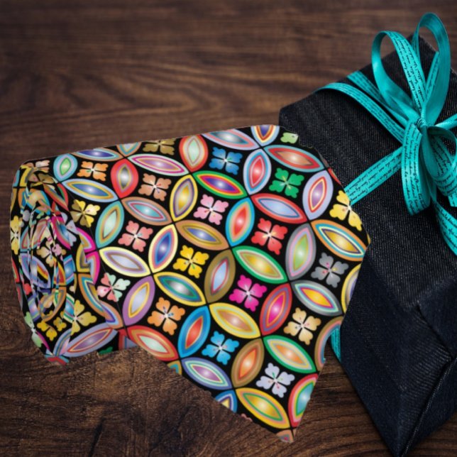 Gravata Arco-Íris Floral Padrão Geométrico Na moda Moderno (Criador carregado)