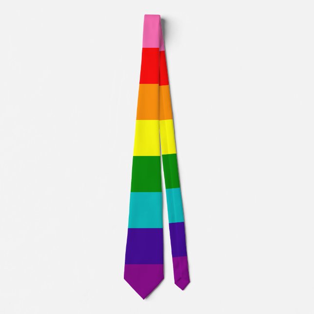 Gravata Arco-Íris LGBT gay com bandeira do pescoço (Frente)