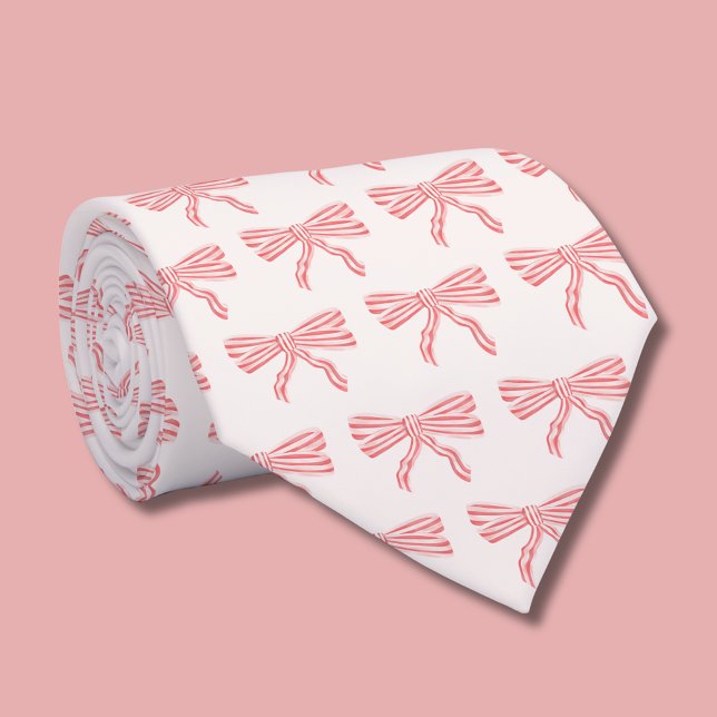 Gravata Arco rosa estético coquetel (Coquette pink bow neck tie)