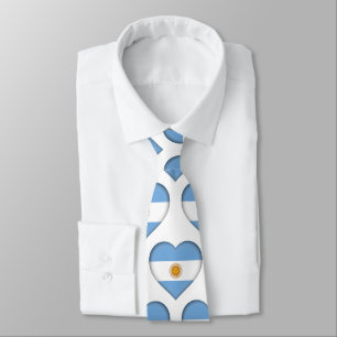 Gravata Argentina Flag Colors Heart Pattern Neck Tie