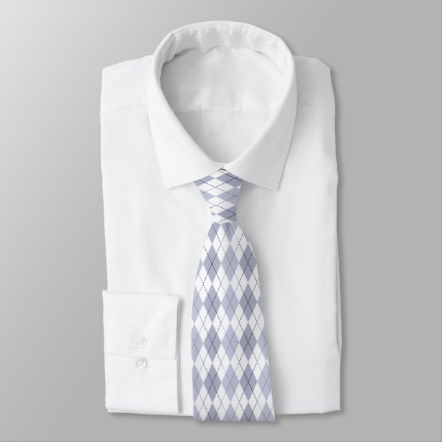 Gravata Argyle em Azul Inverno Brilhante (Amarrado)