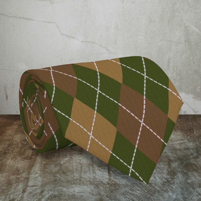 Gravata Argyle em Cores de Camo - Diamante Verde e Browns (Criador carregado)