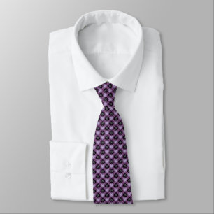 Gravata Argyle Lavanda e Corações Pretos