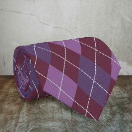 Gravata Argyle Plum e Burgundy - Escuro Elegante
